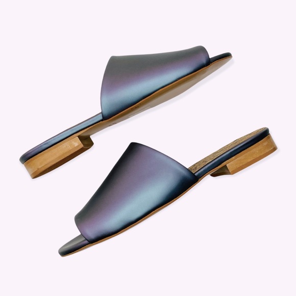 Sydney Brown Shoes - Sydney Brown Slide Shoe Metallic Irisdescent NWOT Pearlcore Trend